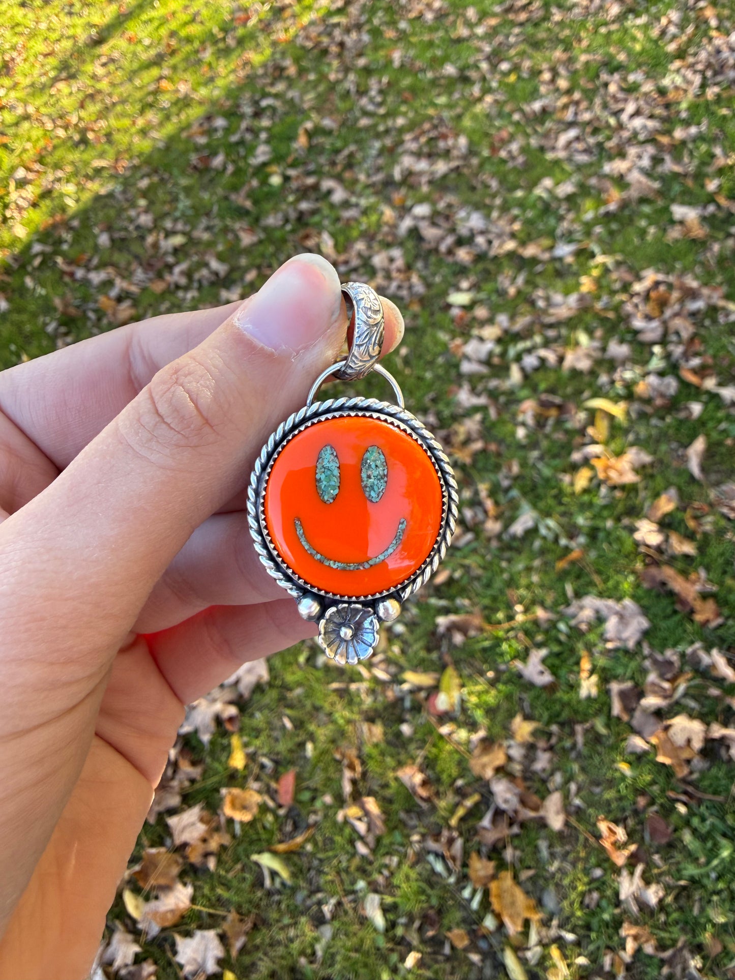 Orange Smiley Pendant