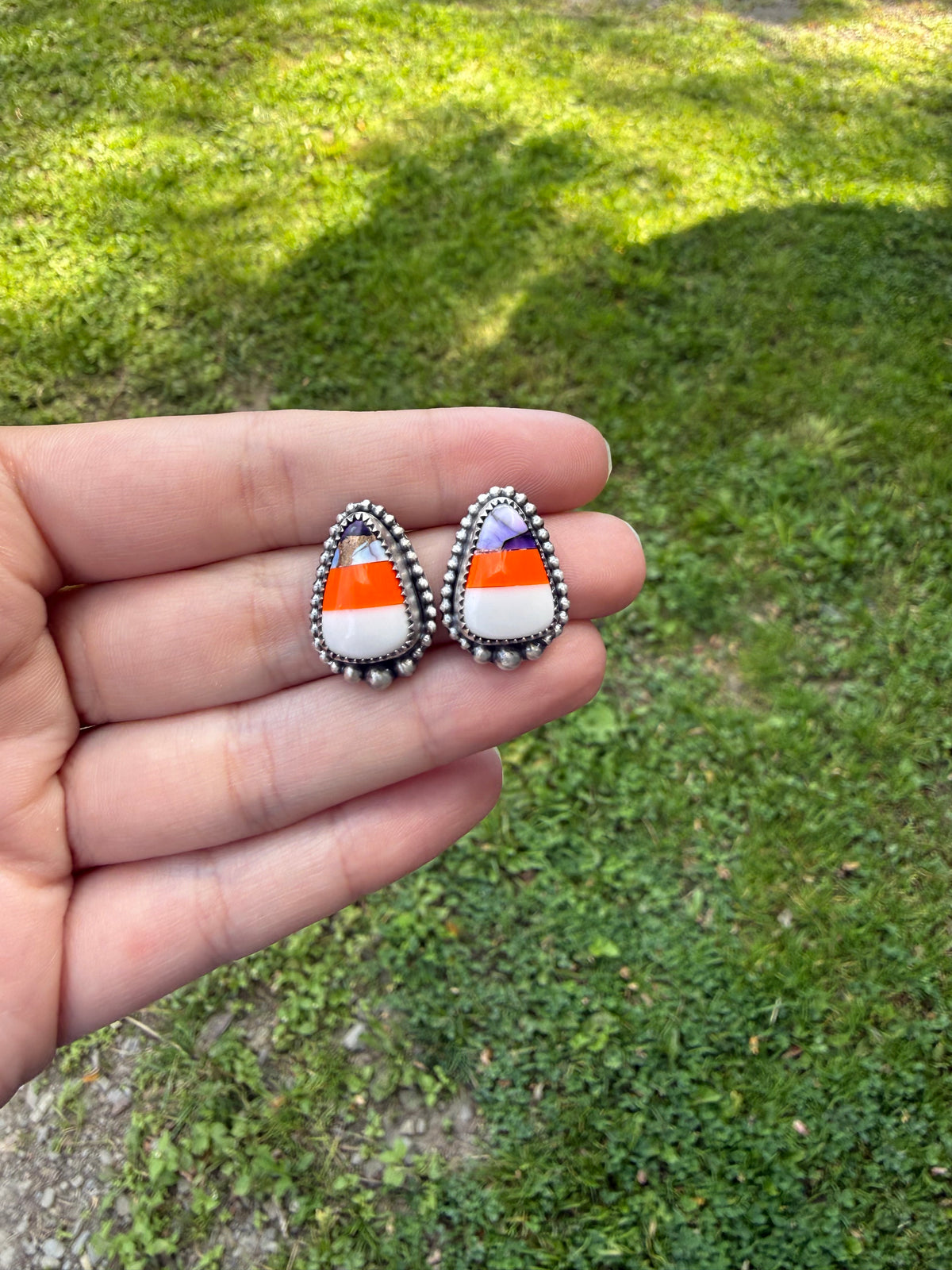 Candy Corn Inlay Studs