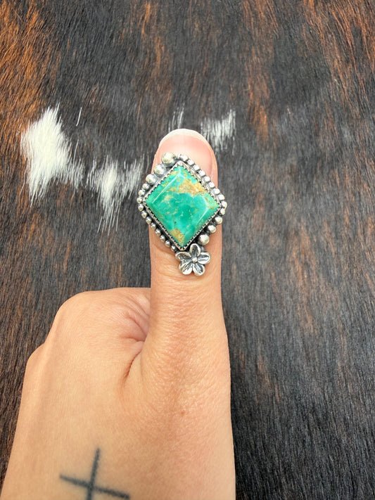Fox turquoise flower ring