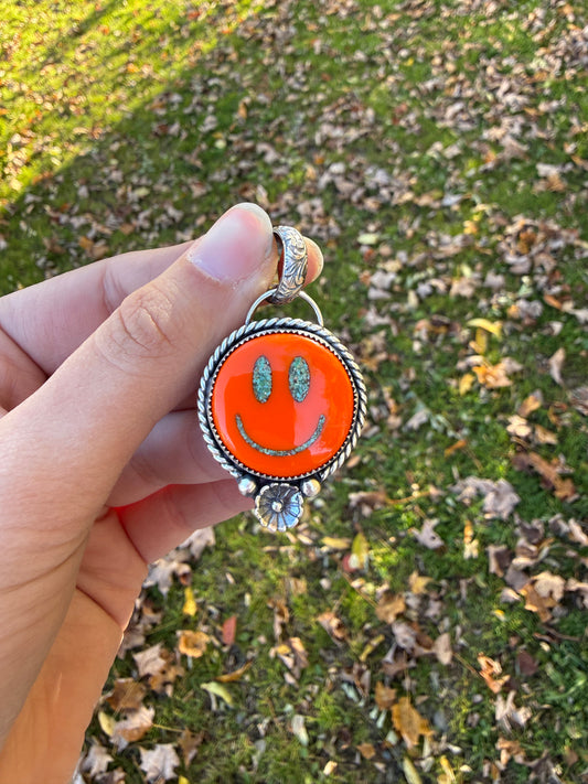 Orange Smiley Pendant
